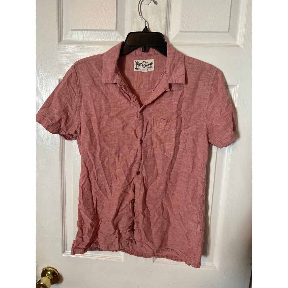 Aeropostale The Resort Shirt Mens Small PinkShort Sleeve Button Down Camp Collar